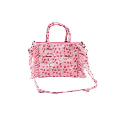 Borsa tessuto Naj-Oleari roselline fondo rosa piccola con tracolla