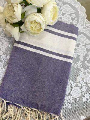 Telo fouta TU23 melanzana banda bianca
