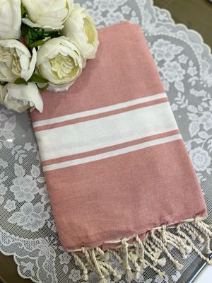 Telo fouta TU20 rosa antico banda bianca