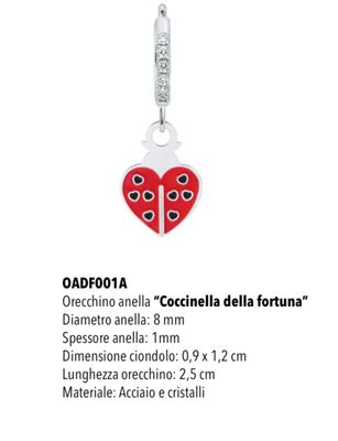 Mono orecchino cerchietto Mad Tea coccinella portafortuna