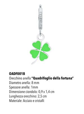 Mono orecchino cerchietto Mad Tea quadrifoglio portafortuna