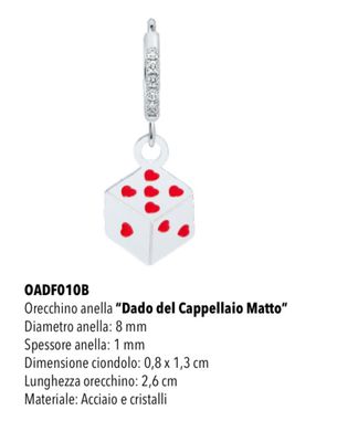 Mono orecchino cerchietto Mad Tea dado del cappellaio matto