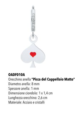 Mono orecchino cerchietto Mad Tea picca del cappellaio matto