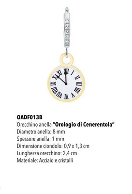 Mono orecchino cerchietto Mad Tea orologio di cenerentola