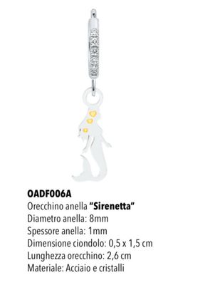 Mono orecchino cerchietto Mad Tea Sirenetta