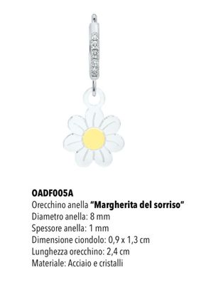 Mono orecchino cerchietto Mad Tea margherita del sorriso