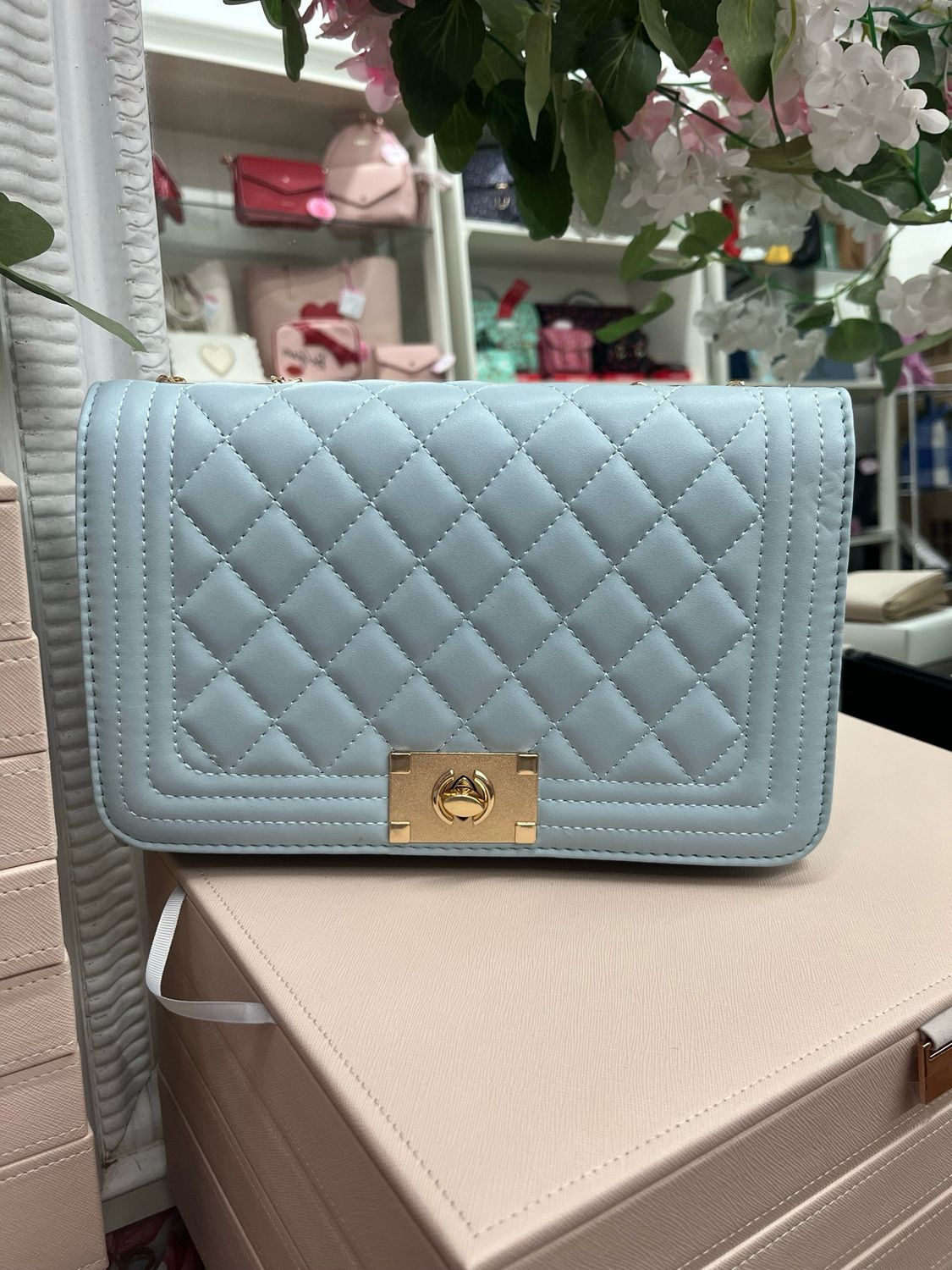 Borsa a tracolla Caroline celeste