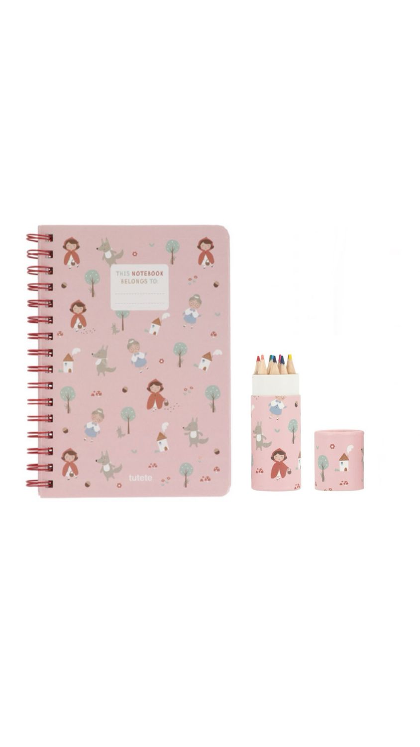 kit quaderno spirale e pastelli Cappuccetto Rosso