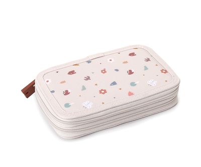Astuccio Doppio vano doppia zip fiorellini