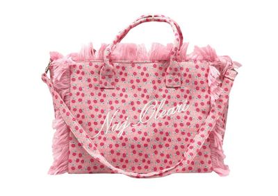 Borsa tessuto Naj-Oleari roselline fondo rosa media con tracolla