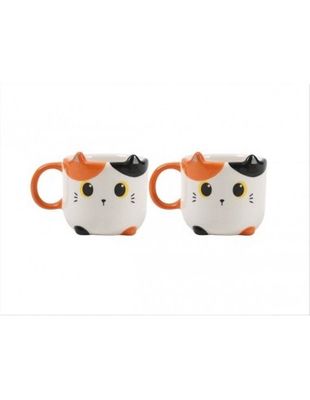 Set tazzine espresso gatto arancio bianco
