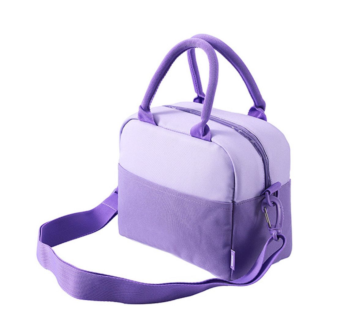 Borsa termica porta pranzo con tracolla lilla