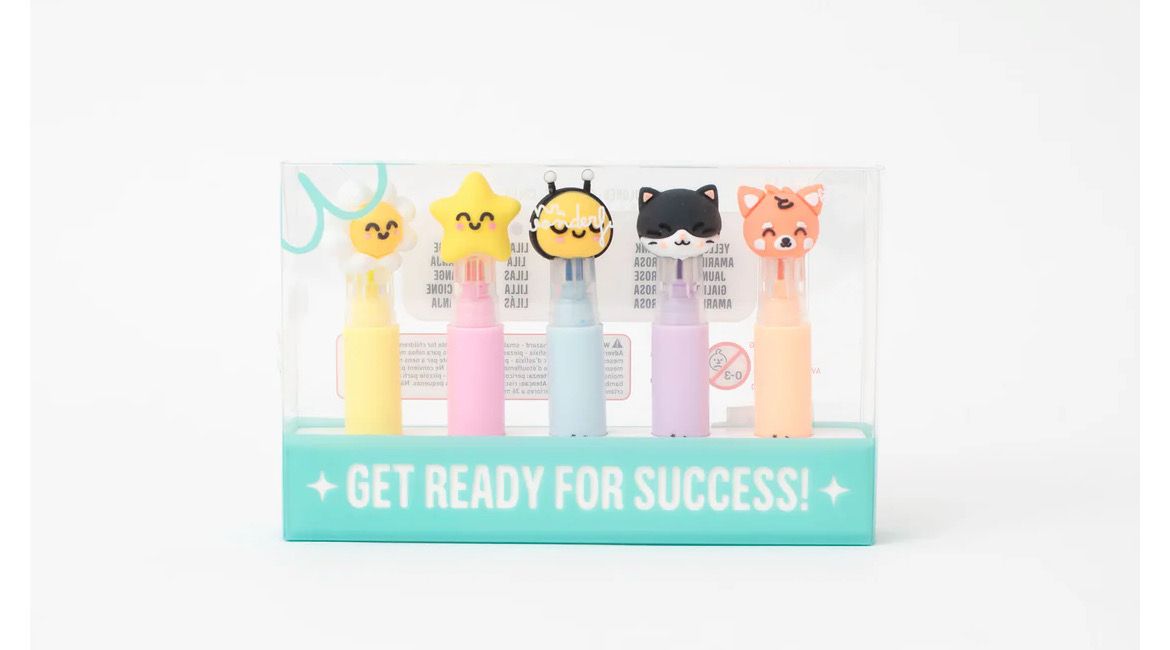 Set di 5 evidenziatori con personaggi Wonder get ready to shine Mr Wonderful