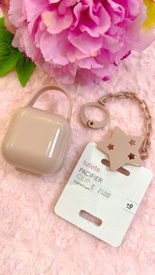 Set personalizzato rosa blush di scatolina e catenella per ciuccio con stella