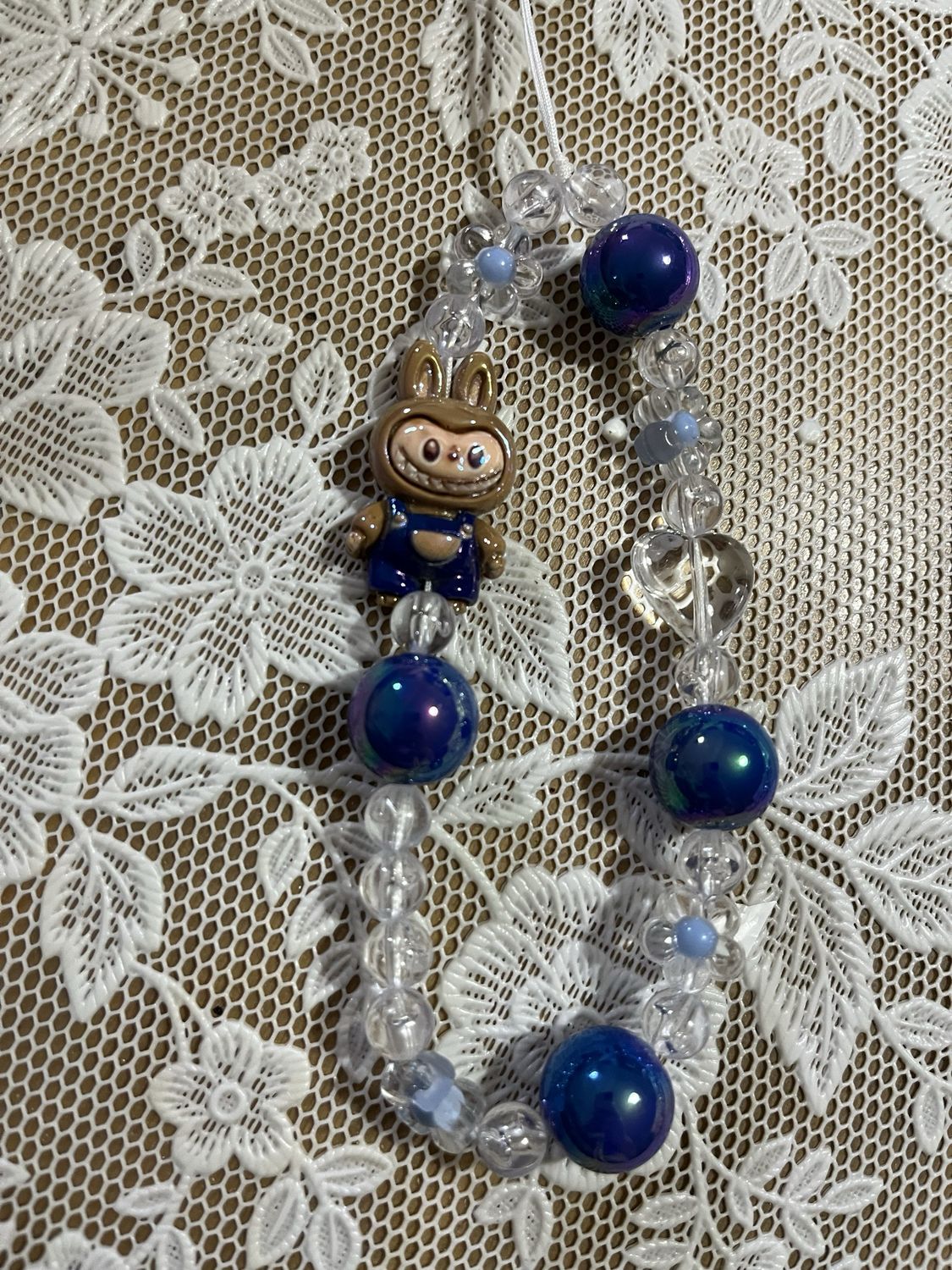Phonestrap laccio cellulare Labubu bianco