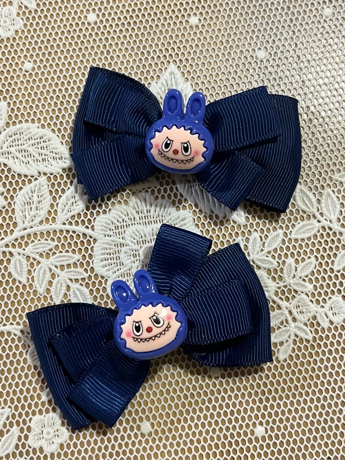 Coppia di mollette a pinza Labubu Blu