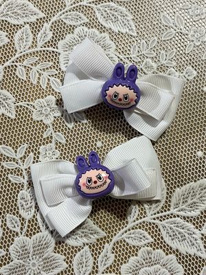 Coppia di mollette a pinza Labubu Bianco e Viola