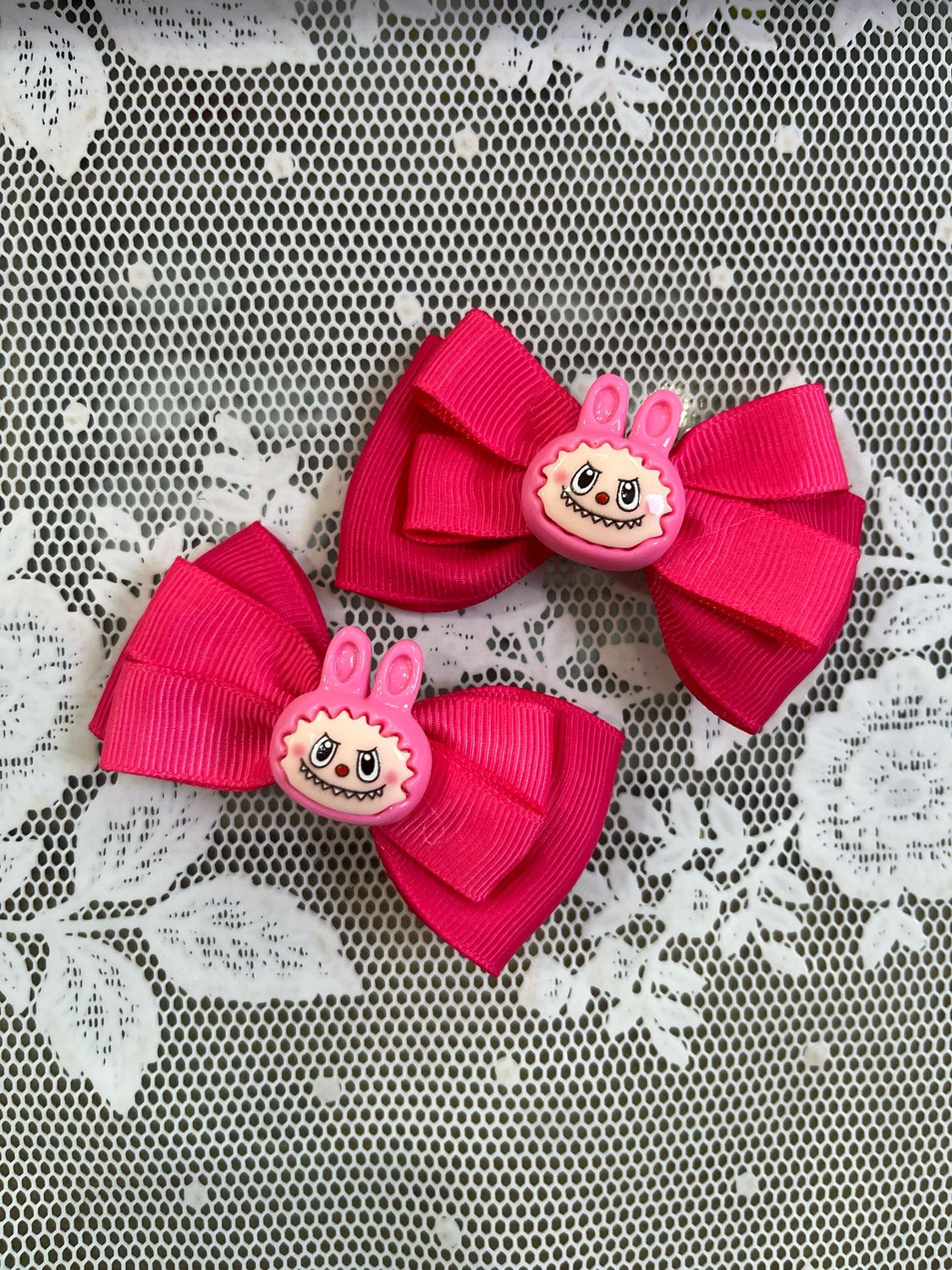 Coppia di mollette a pinza Labubu Fuxia