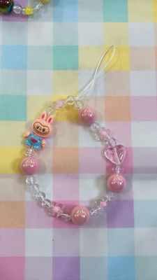 Phonestrap laccio cellulare Labubu rosa chiaro