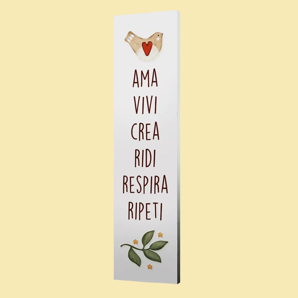 QUADRO VERTICALE MEDIO – ama vivi crea ridi respira ripeti