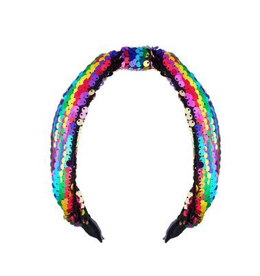 Cerchietto capelli con nodo e paillettes cangiante tema disco Rockahula