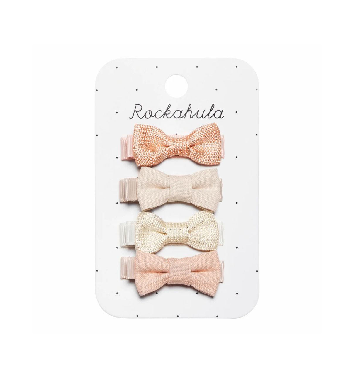 Set 4 mollette a pinza con fiocchetti toni rosa delicati Rockahula