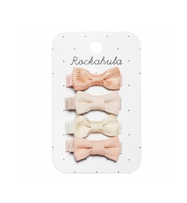 Set 4 mollette a pinza con fiocchetti toni rosa delicati Rockahula