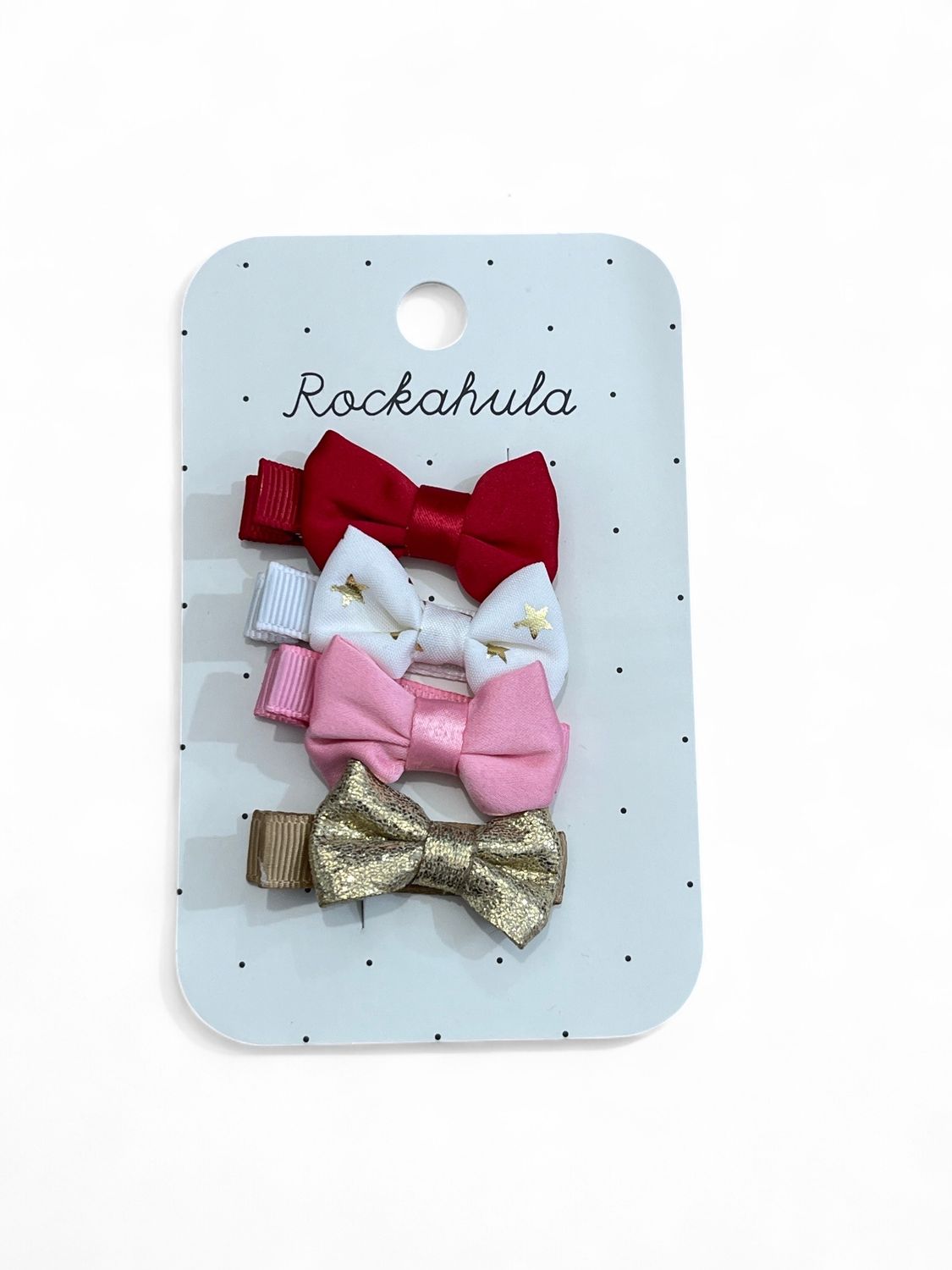 Set 4 mollette a pinza con fiocchetti festività Rockahula