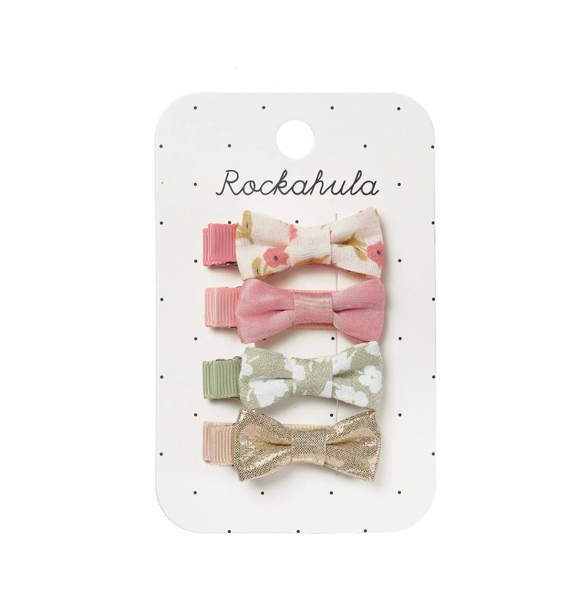 Set 4 mollette a pinza con fiocchetti fiorellini e verde Rockahula