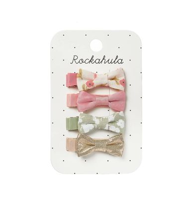 Set 4 mollette a pinza con fiocchetti fiorellini e verde Rockahula