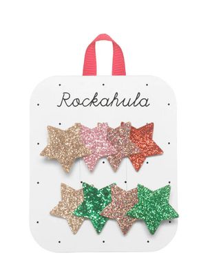 Set 2 Mollette a pinza con 4 stelline toni festività Rockahula