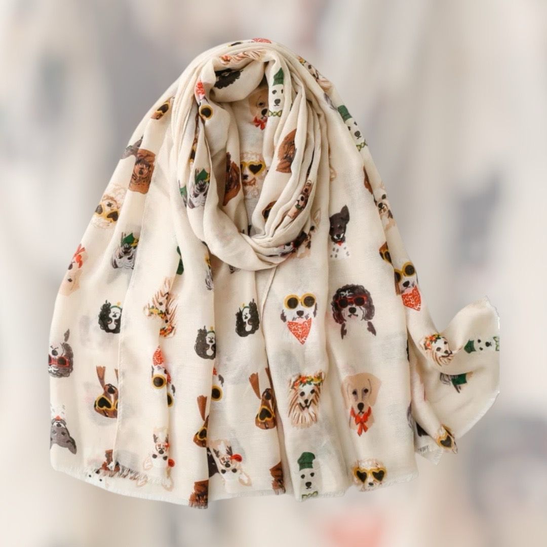 Sciarpina foulard cani beige