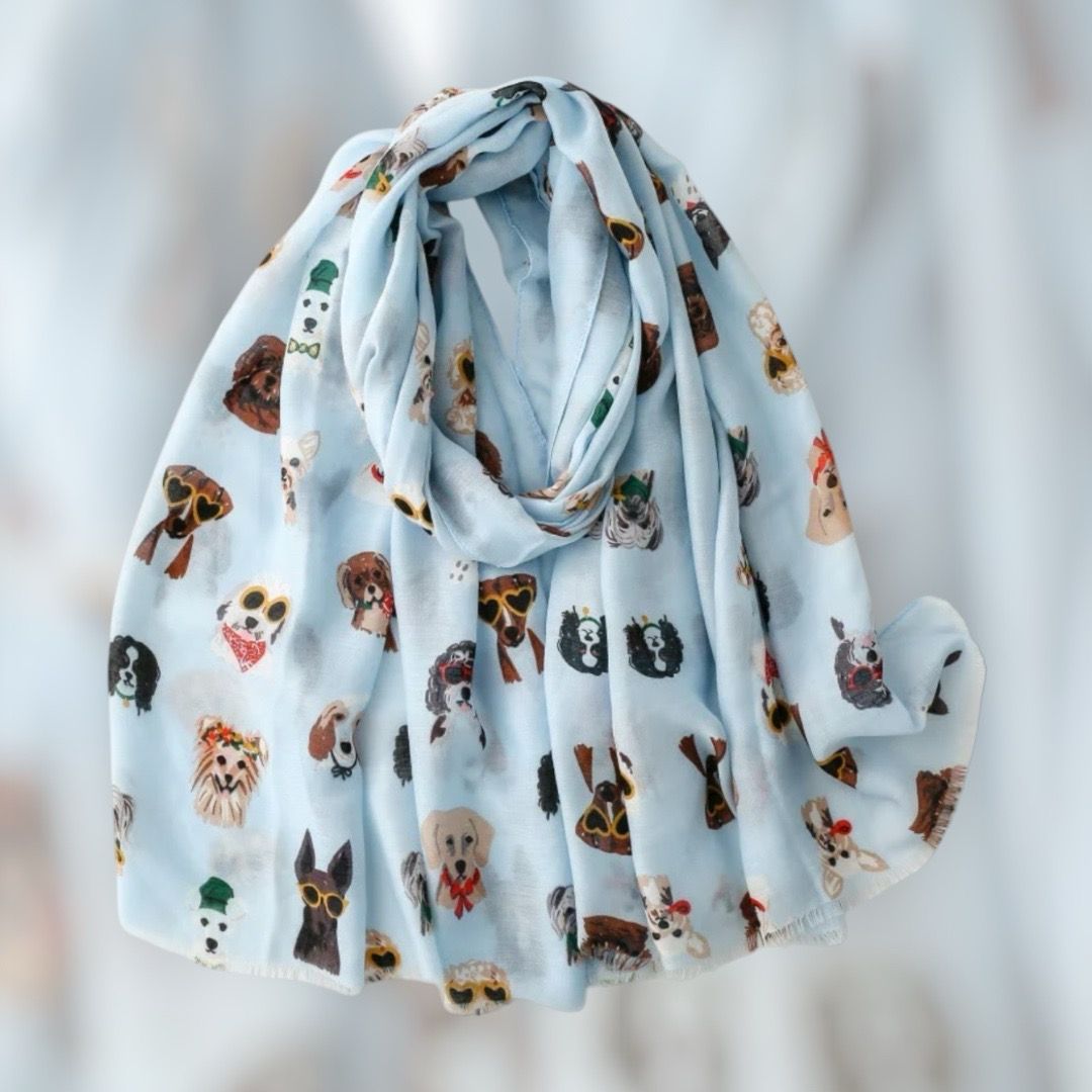Sciarpina foulard cani celeste