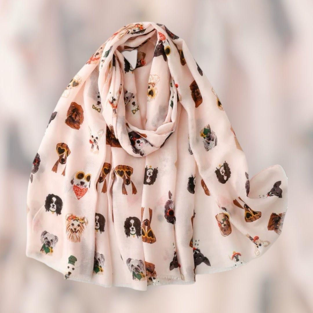 Sciarpina foulard cani rosa