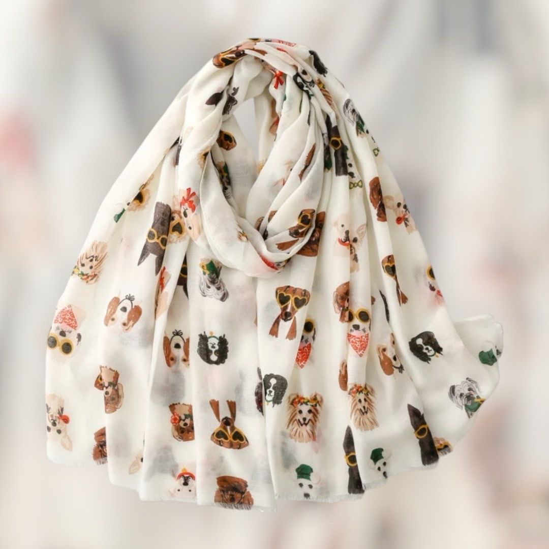 Sciarpina foulard cani bianca