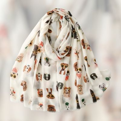 Sciarpina foulard cani bianca