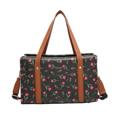 Bauletto Naj-Oleari tulipani fondo nero con tracolla