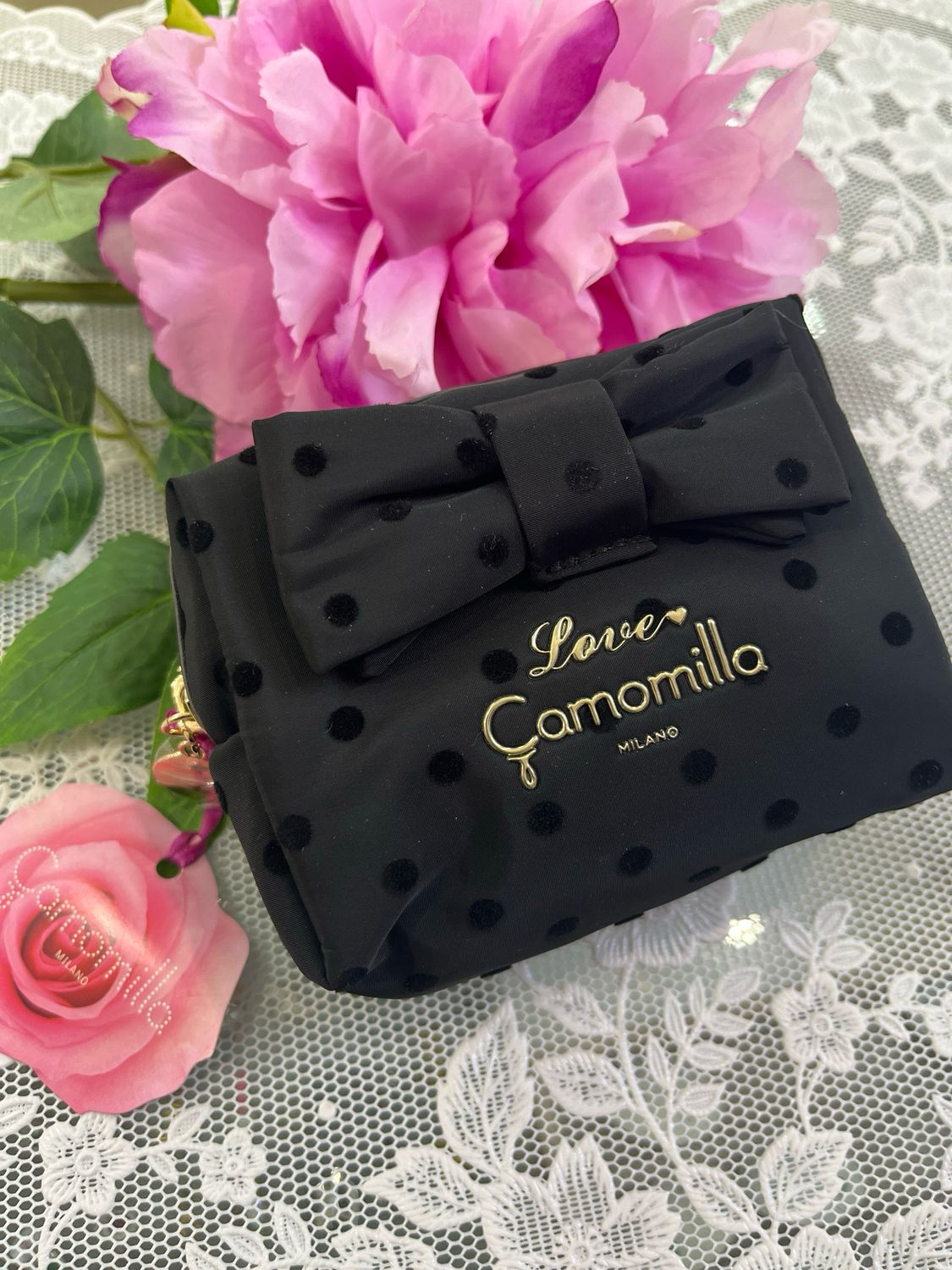 NECESSAIRE S POLKA GLAM NERO Camomilla Milano