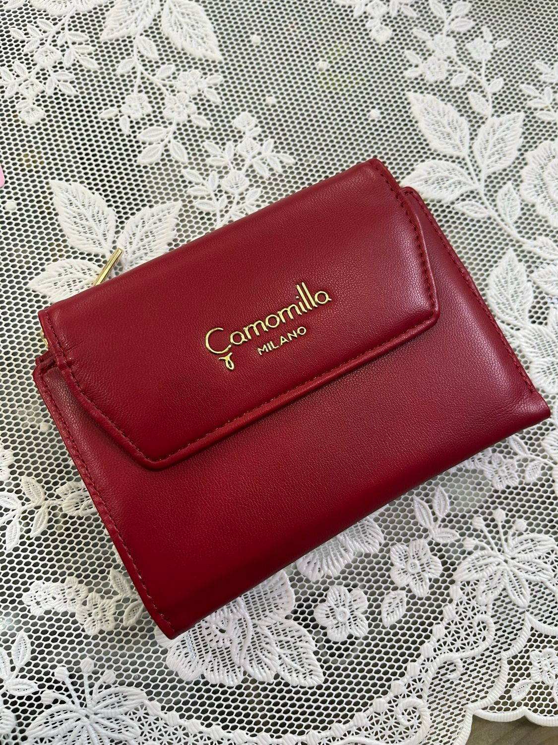 Portafoglio compatto Maty Camomilla Milano rosso bordeaux