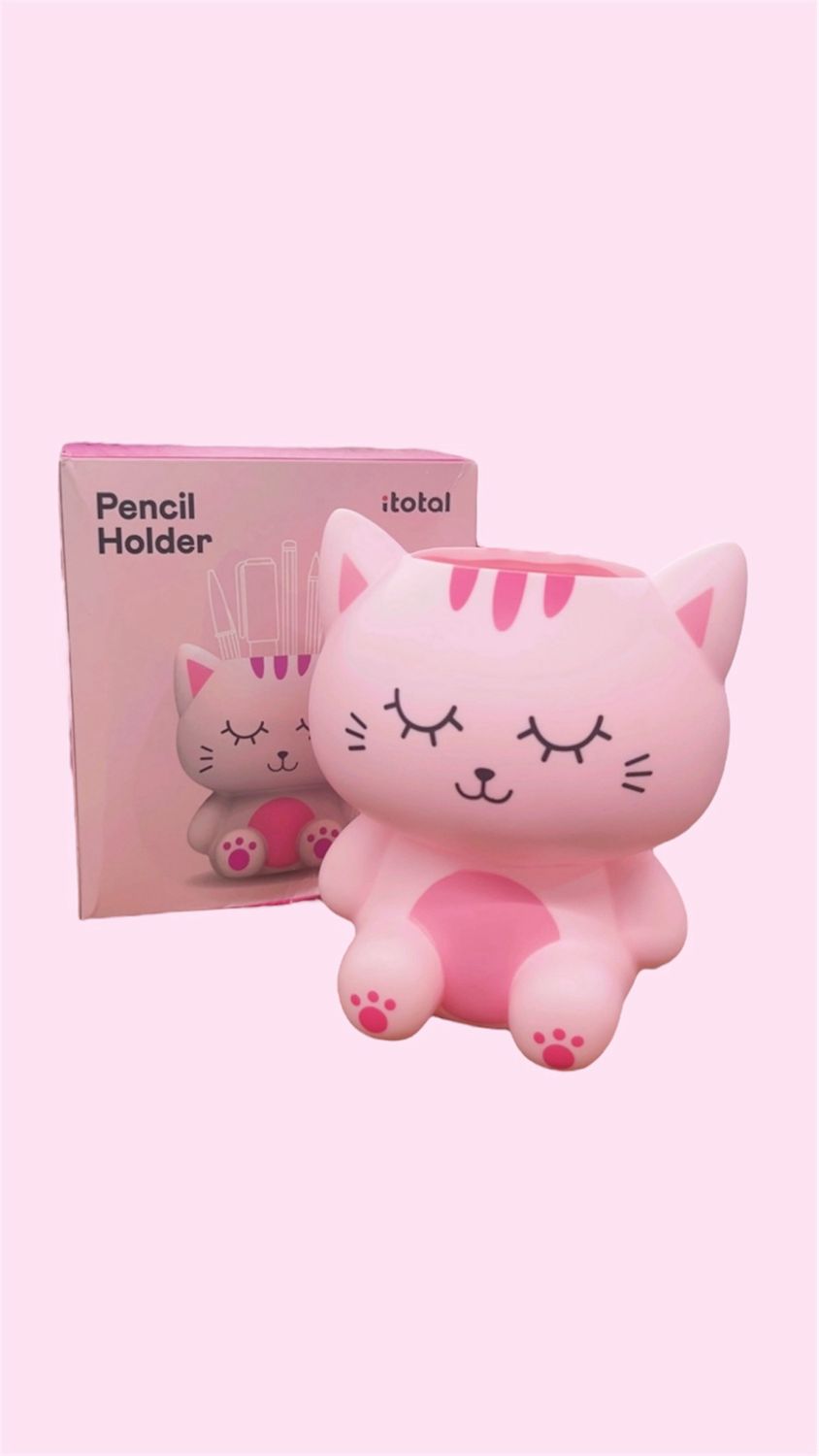Portapenne Portaspazzolino 3d Itotal gatto rosa