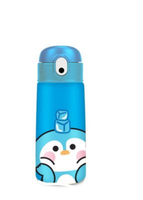 Borraccia termica con cannuccia in silicone pinguino