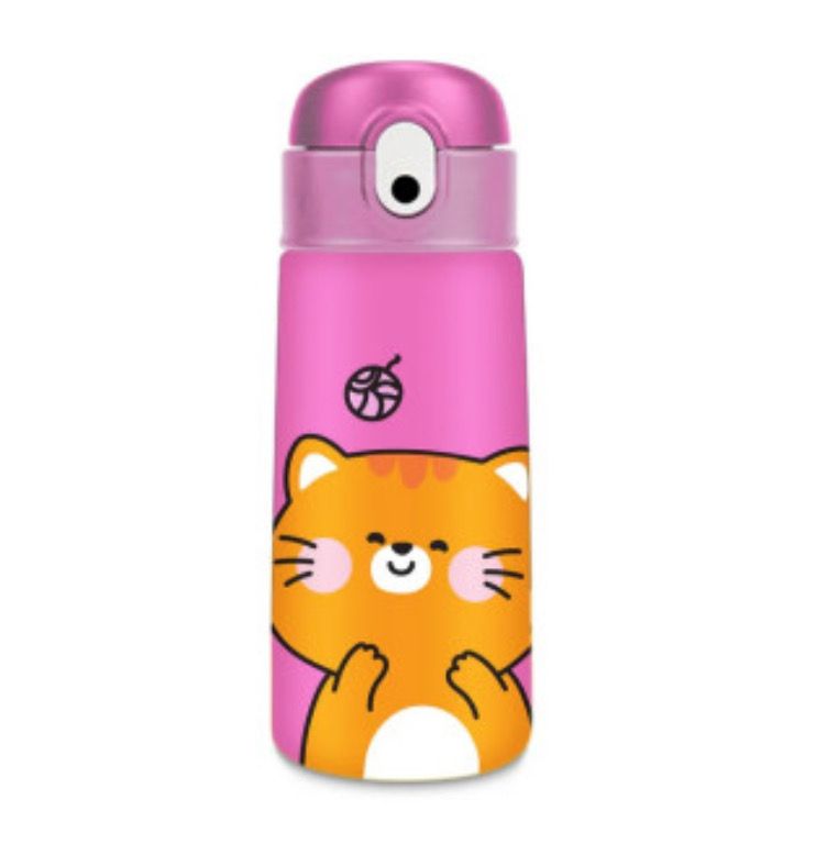 Borraccia termica con cannuccia in silicone gatto