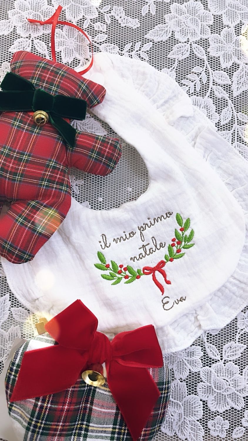 Bavaglino in mussola il mio primo Natale