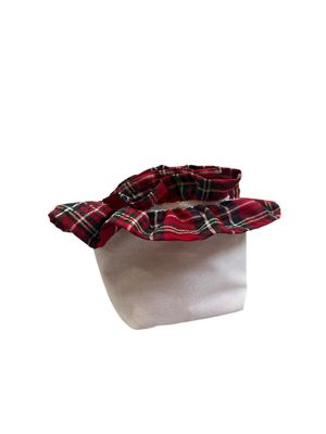 Cestino in cotone con 4 lavette ruches tartan
