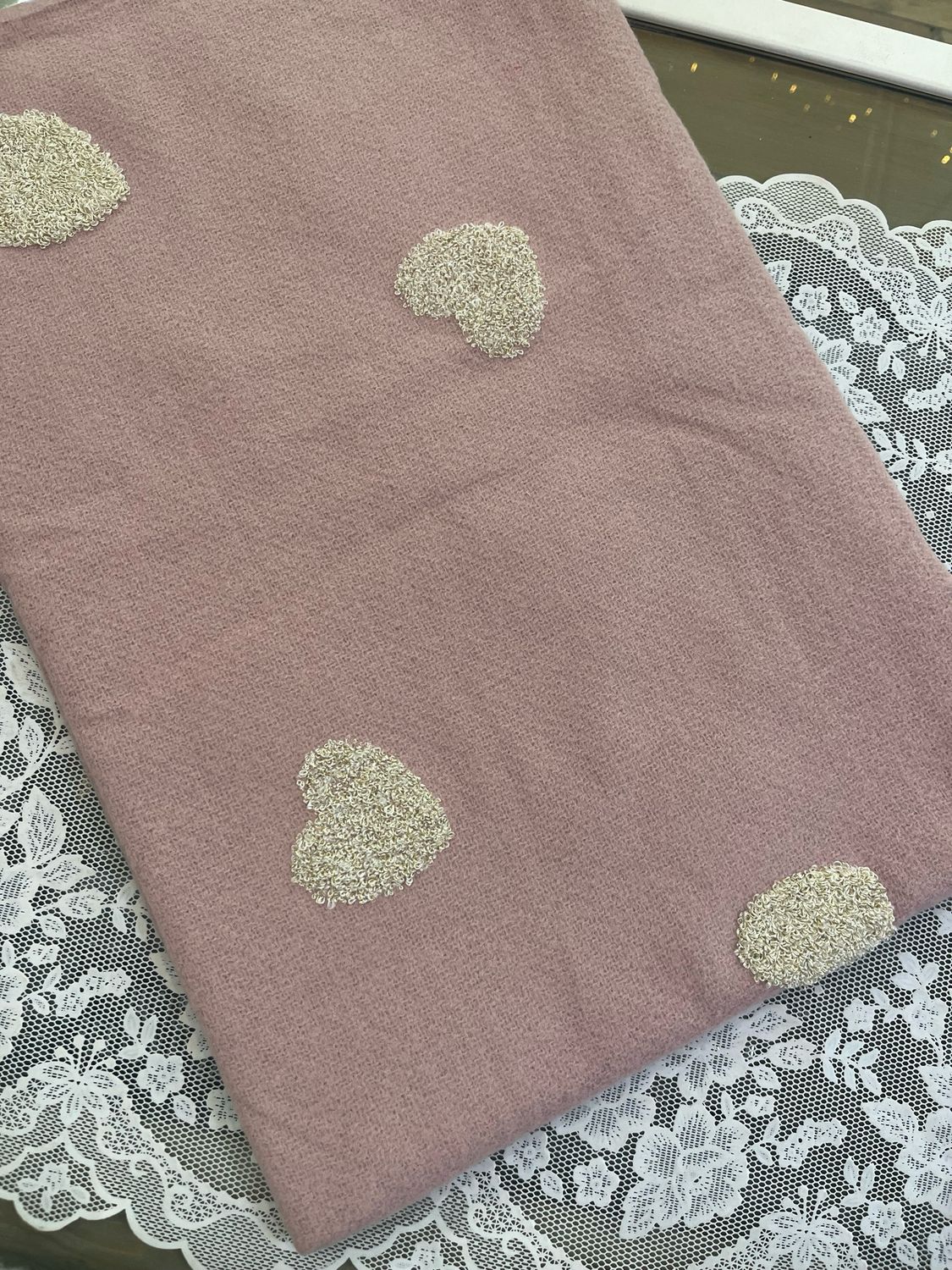 Sciarpa Cuori bouclé rosa