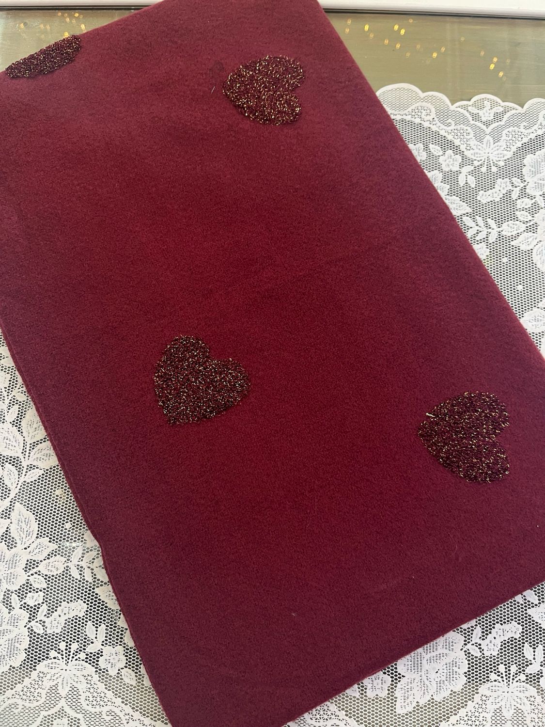 Sciarpa Cuori bouclé bordeaux