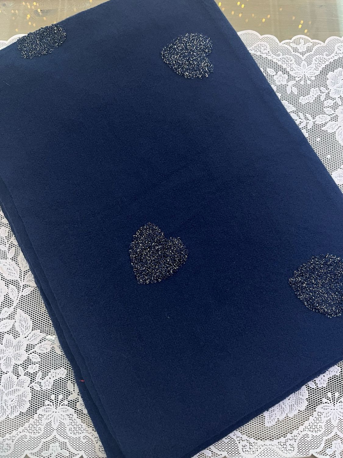 Sciarpa Cuori bouclé blu