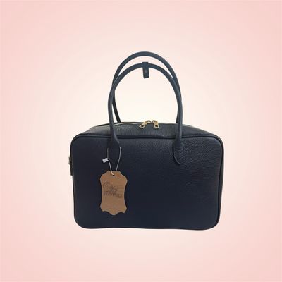 Borsa Mila blu in vera pelle rettangolare