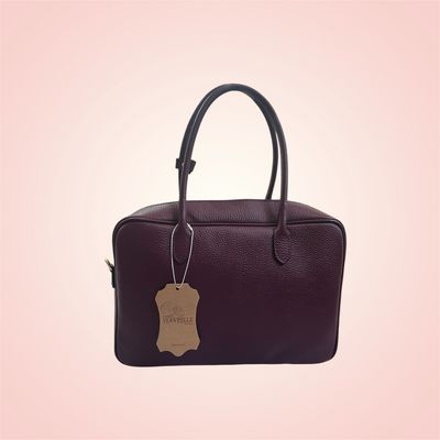 Borsa Mila bordeaux in vera pelle rettangolare