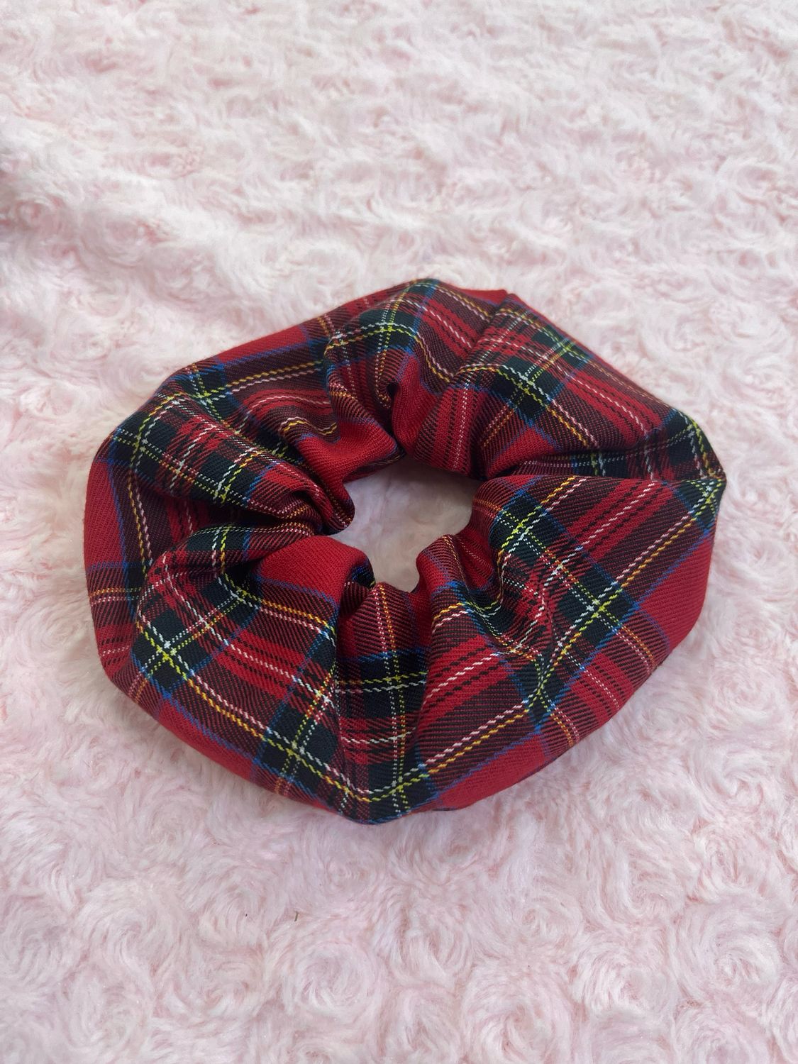 Scruncie handmade scozzese tartan rosso